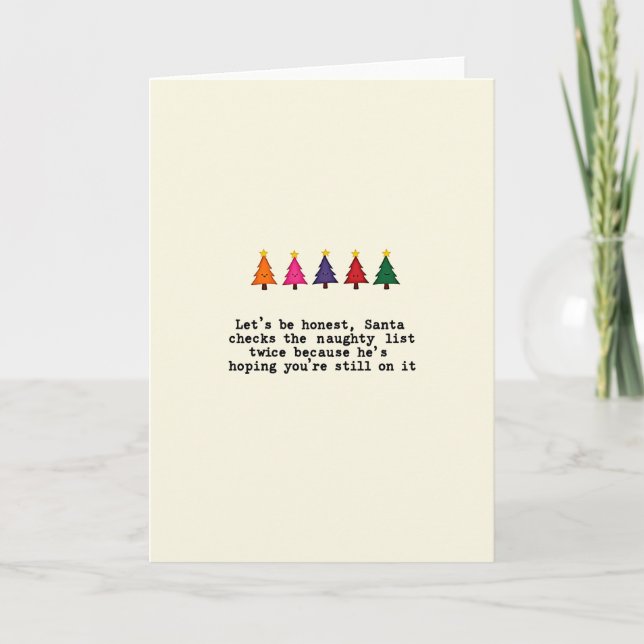 Sarcastic Santa Naughty List Funny Christmas Card Karte (Vorderseite)