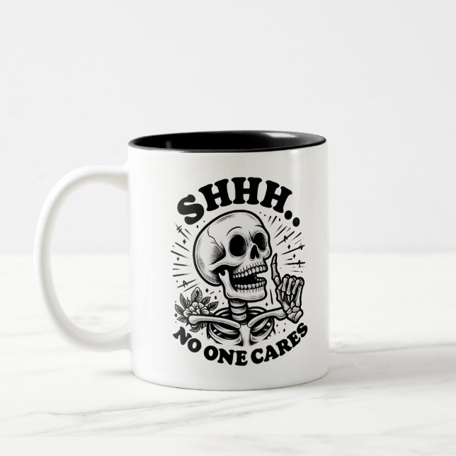 Sarcastic Skeleton Funny Coffee Zweifarbige Tasse (Links)