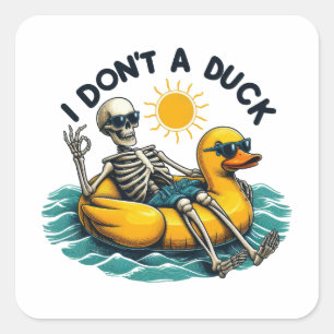 Sarcastic Skeleton on Duck Quadratischer Aufkleber