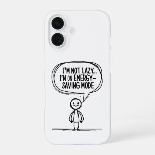 Sarcastic Strichmännchen Zitat - Energie Rettend iPhone 16 Hülle
