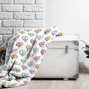 Sarcastic Valentine's Candy Heart Pattern Fleecedecke