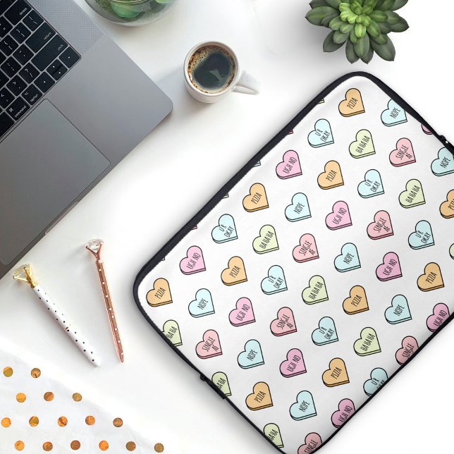 Sarcastic Valentine's Candy Heart Pattern Laptopschutzhülle (Sarcastic Valentine’s Candy Heart Pattern Laptop Sleeve)