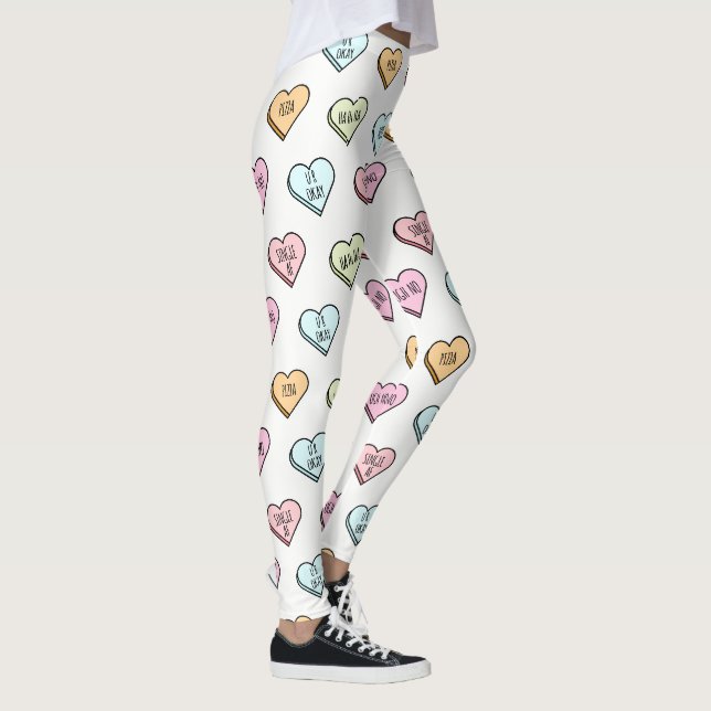 Sarcastic Valentine's Candy Heart Pattern Leggings (Rechts)
