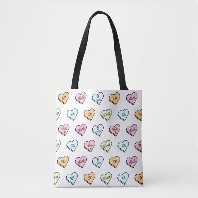Sarcastic Valentine's Candy Heart Pattern Tasche (Vorderseite)
