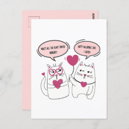 Sarcastic Valentinstag Cartoon Cat Couple Postkarte