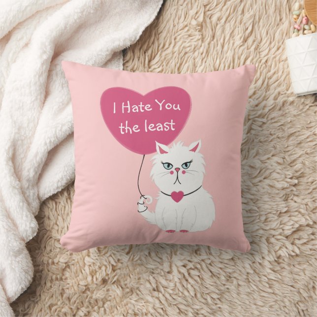 Sarcastic White Cat Funny Valentine's Day Kissen (Decke)