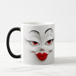 Sarcastic Women Face with Red Lips Verwandlungstasse