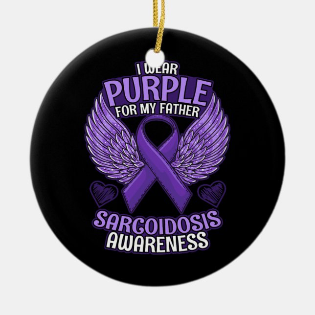 Sarcoidose Awareness Pater Unterstützung Lila Keramik Ornament (Vorne)