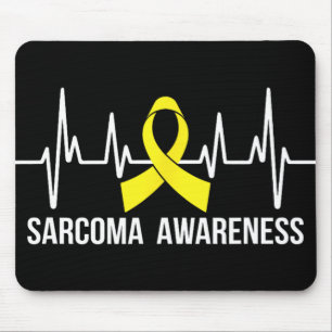 Sarcoma Awareness - Yellow Ribbon Heartbeat Mousepad