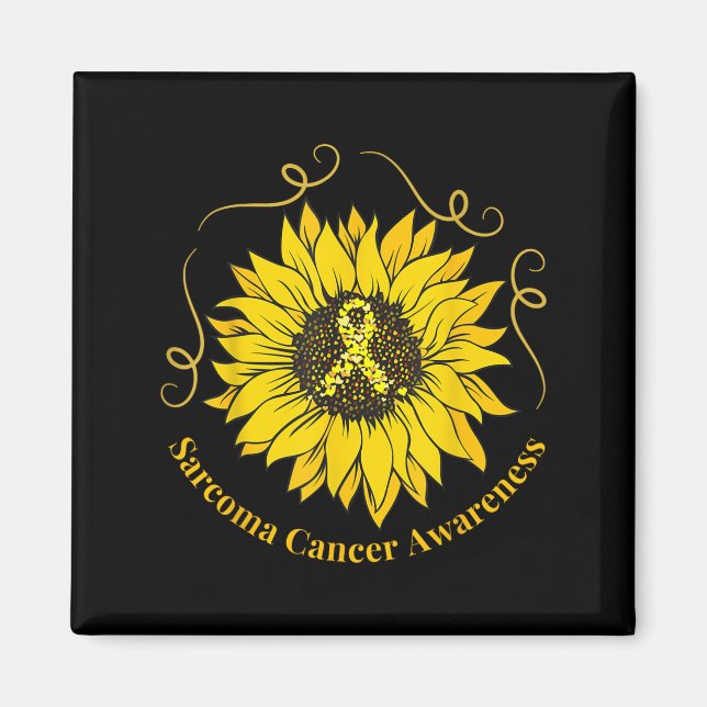 Sarcoma Cancer Awareness Sunflower Yellow Ribbon S Magnet (Vorne)