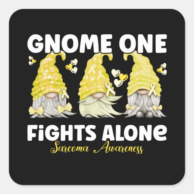 Sarcoma Cancer Awareness Yellow Gnome Quadratischer Aufkleber (Vorderseite)