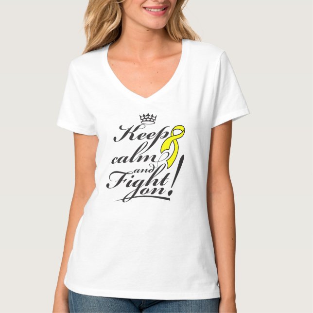 Sarcoma Cancer Behalte Ruhe und kämpft gegen T-Shirt (Vorderseite)