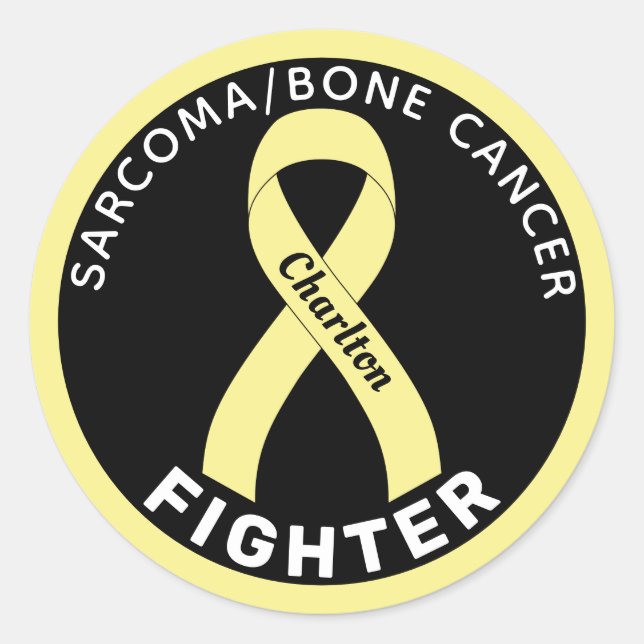Sarcoma/Knochenkrebs Kämpfer schwarzer Band Runder Aufkleber (Vorderseite)