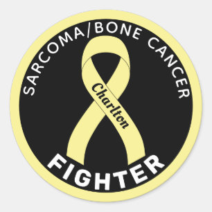 Sarcoma/Knochenkrebs Kämpfer schwarzer Band Runder Aufkleber
