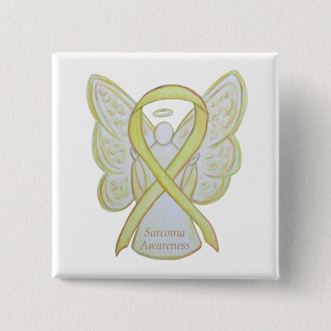 Sarcoma Yellow Awareness Ribbon Angel Button (Vorderseite)