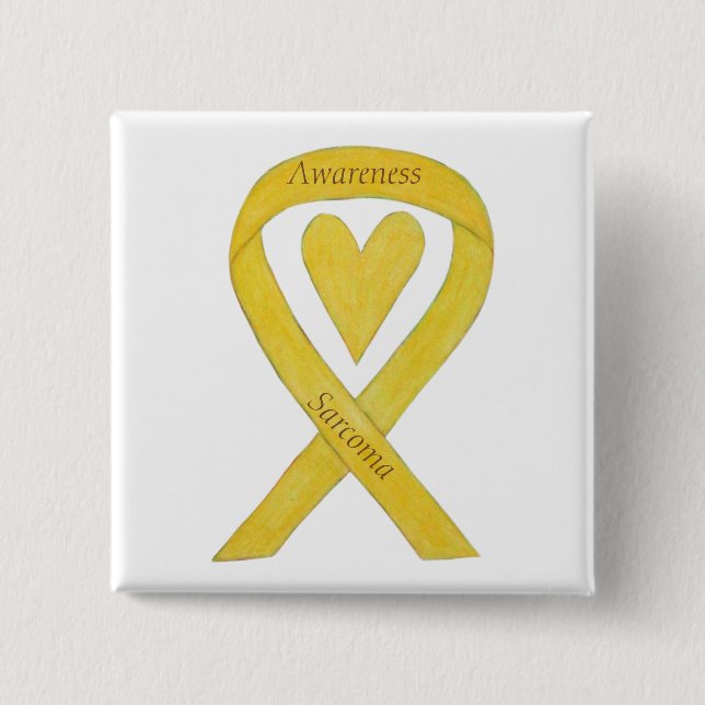 Sarcoma Yellow Heart Awareness Ribbon Custom Butto Button (Vorderseite)