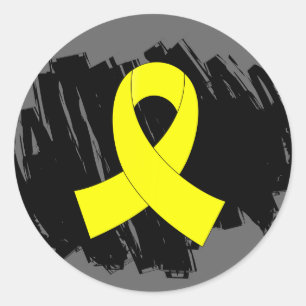 Sarcoma Yellow Ribbon mit Scribble Runder Aufkleber