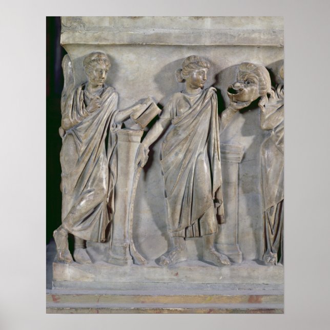 Sarcophagus der Musen, Detail Clio & Poster (Vorne)
