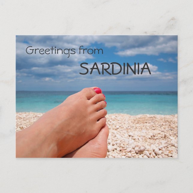Sardaigne plage salutations texte carte postale (Devant)