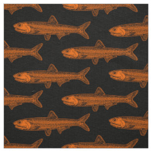 Sardellenmuster - Orange und Schwarz Stoff