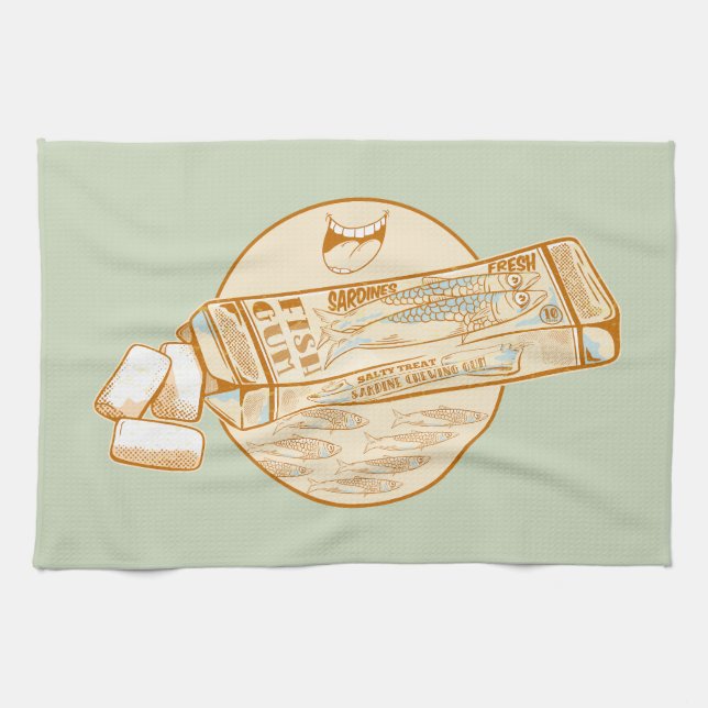 Sardine-aromatisierter Kaugummi Geschirrtuch (Horizontal)