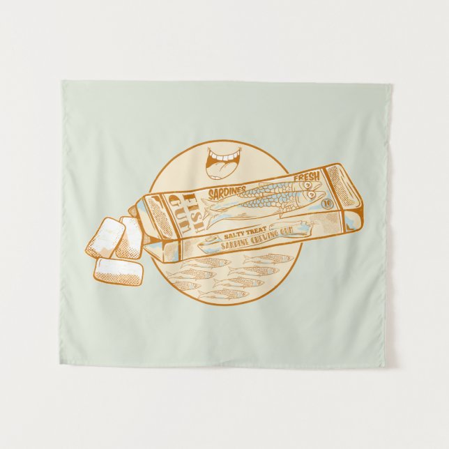 Sardine-aromatisierter Kaugummi Wandteppich (Vorderseite (Horizontal))