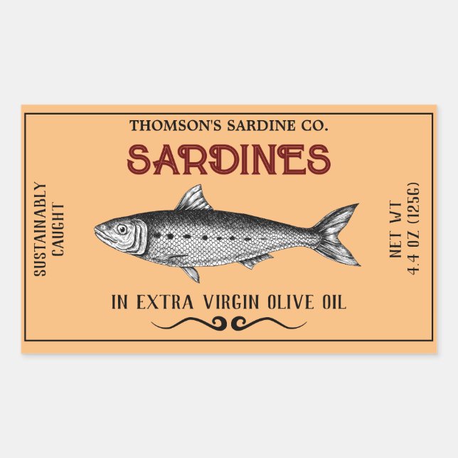 Sardine Autocollant Étiquette personnalisé (Devant)