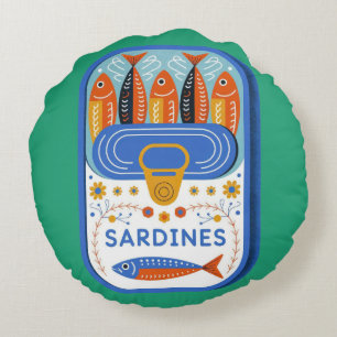 Sardine Bunte Küsten Rundes Kissen