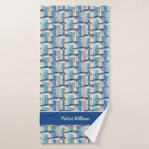 Sardine Fish Streifenmuster Salzwasserfisch Badehandtuch
