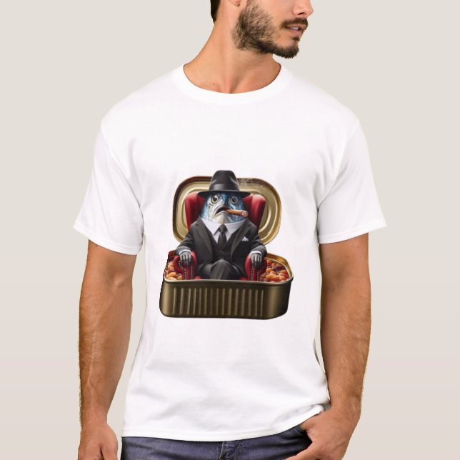  Sardine Mafia Boss Don Fish Godfather Vibe T-Shirt (Vorderseite)