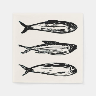 Sardine und Mackerel Cocktail Napkin Serviette
