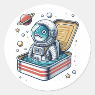 Sardinen-Astronaut Retro Lustiger Aufkleber