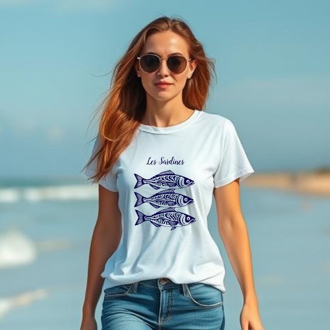 Sardinen-Blue-Hawaiian T-Shirt (Les Sardines Fisherman Style Collection t shirt blue hawaiian)