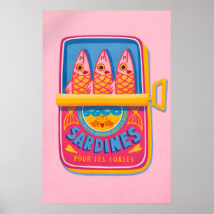 Sardinen-Dosen-Plakat, Retro-Küchenkunst Poster