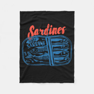Sardinen Dosenfisch Retro-Grafik für Männer Frauen Fleecedecke