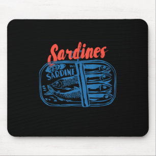 Sardinen Dosenfisch Retro-Grafik für Männer Frauen Mousepad
