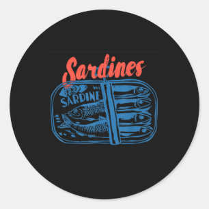 Sardinen Dosenfisch Retro-Grafik für Männer Frauen Runder Aufkleber