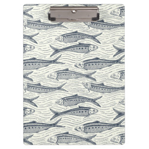 Sardinen in Bewegung in navy und elfenbein Klemmbrett