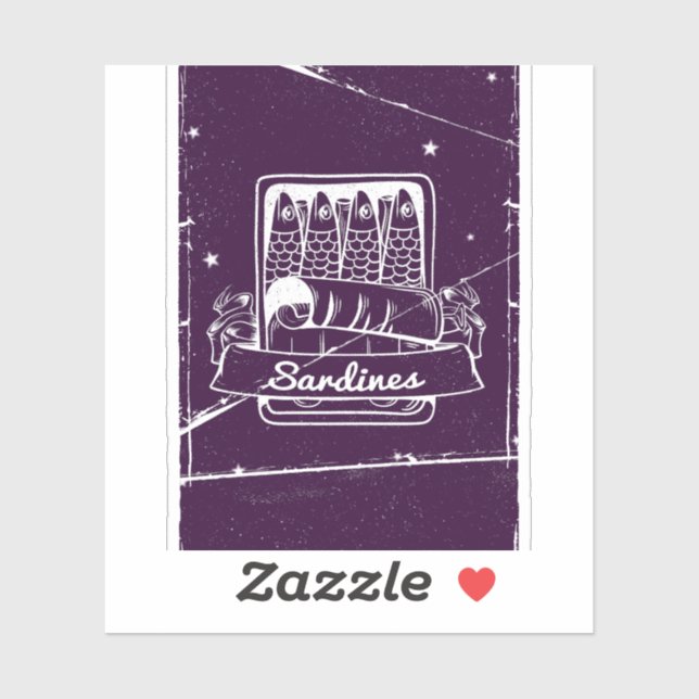 Sardinen in einer Zinn gestört Aufkleber (Blatt)