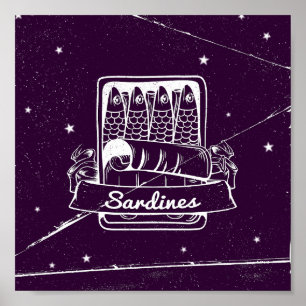 Sardinen in einer Zinn gestört Poster