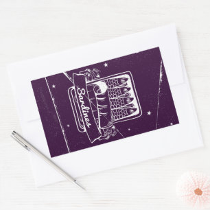 Sardinen in einer Zinn gestört Rechteckiger Aufkleber