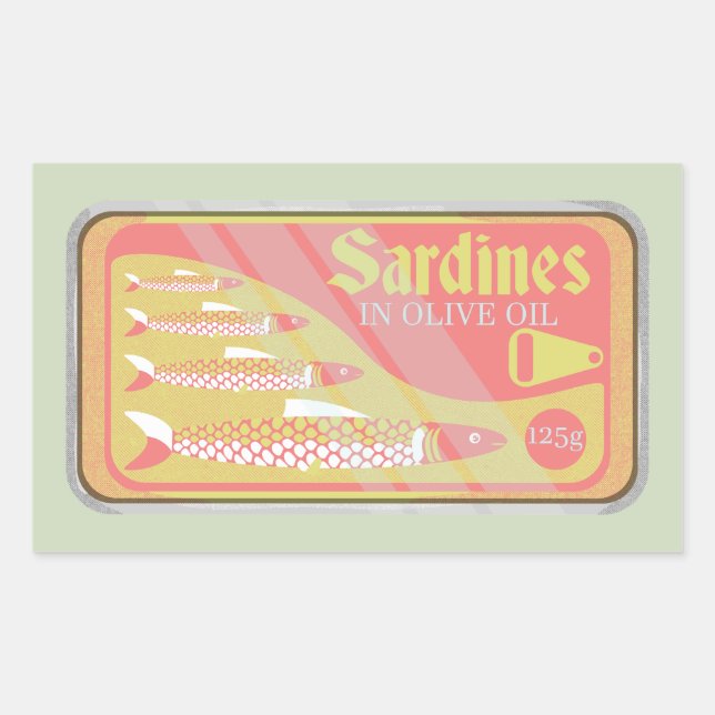 Sardinen in Retro-Poster-Stil Rechteckiger Aufkleber (Vorderseite)