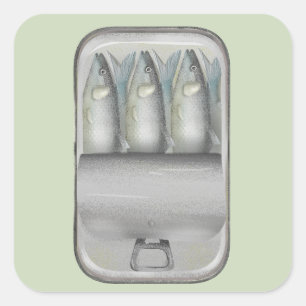 Sardinen in Zinn Quadratischer Aufkleber