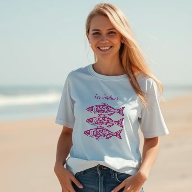 Sardinen-rosa Hawaiisch T-Shirt (Sardines Pink Hawaiian-Fisherman Style T shirt)