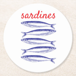 Sardinen Runder Pappuntersetzer