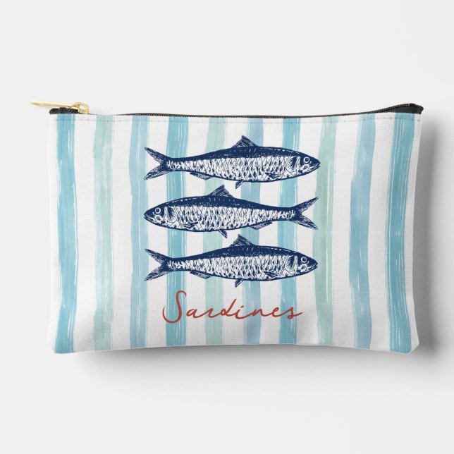 Sardines Fisherman Aesthetic Coastes Stripes Zubehörtasche (Vorderseite)