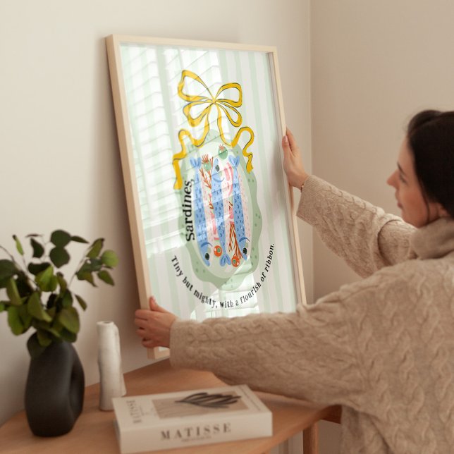 Sardines in a Plate in Yellow Bow Kitchen Poster (Créateur téléchargé)