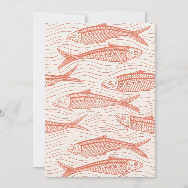 Sardines in Motion in coral and off white (Vorderseite)
