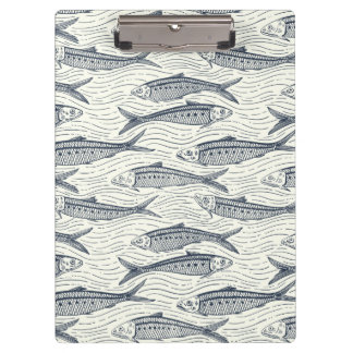 Sardines in Motion in navy and ivory Klemmbrett