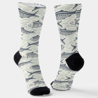 Sardines in Motion in navy and ivory Socken